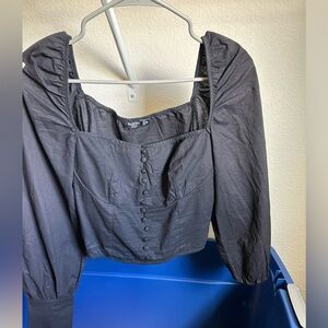 Long Sleeve Black Cropped Top